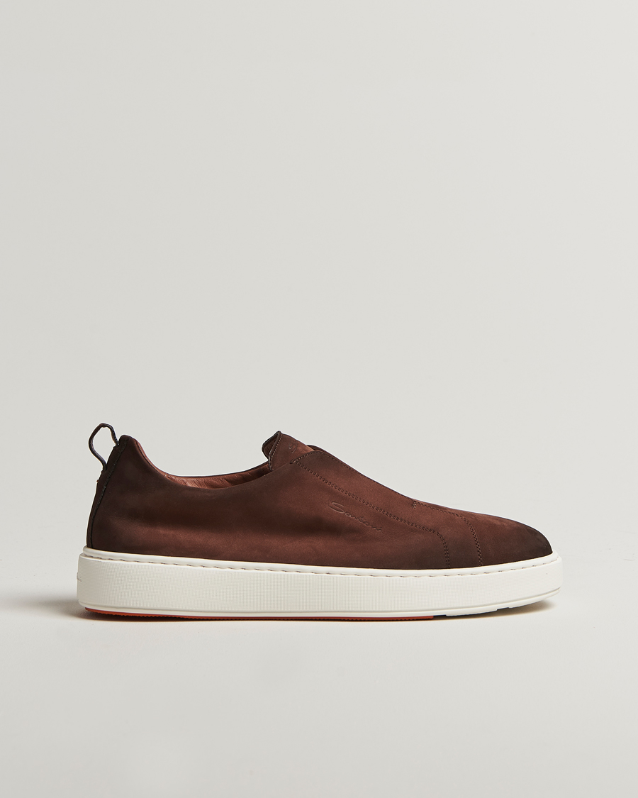 Homme | Santoni Cleanic No Lace Sneakers Brown Nubuck | Santoni | Cleanic No Lace Sneakers Brown Nubuck