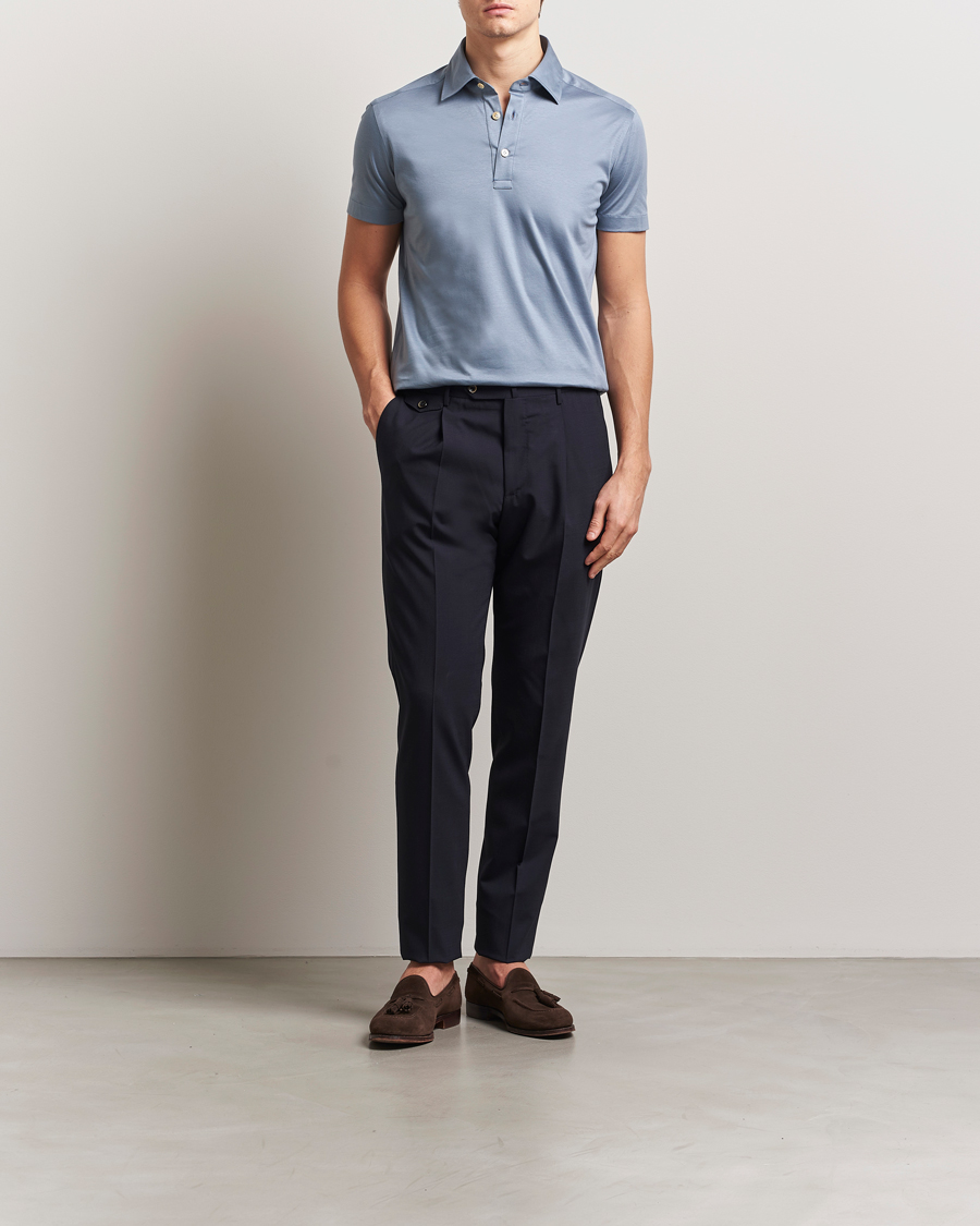 Homme | Polos | Kiton | Short Sleeve Jersey Polo Steel Blue