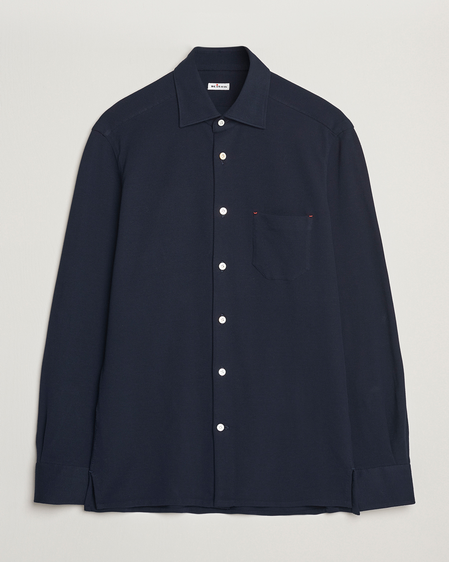 Homme | Chemises | Kiton | Jersey Piquet Shirt Navy