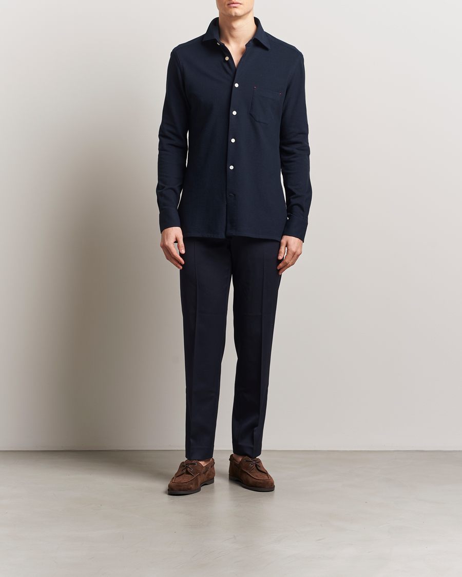 Homme | Chemises | Kiton | Jersey Piquet Shirt Navy