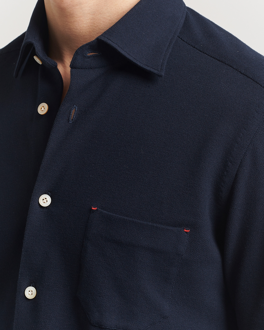 Homme | Chemises | Kiton | Jersey Piquet Shirt Navy