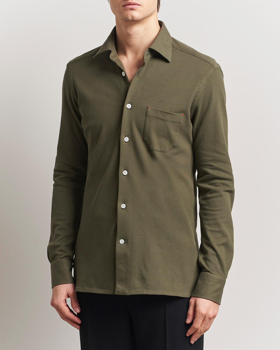 Homme | Chemises | Kiton | Jersey Piquet Shirt Militare