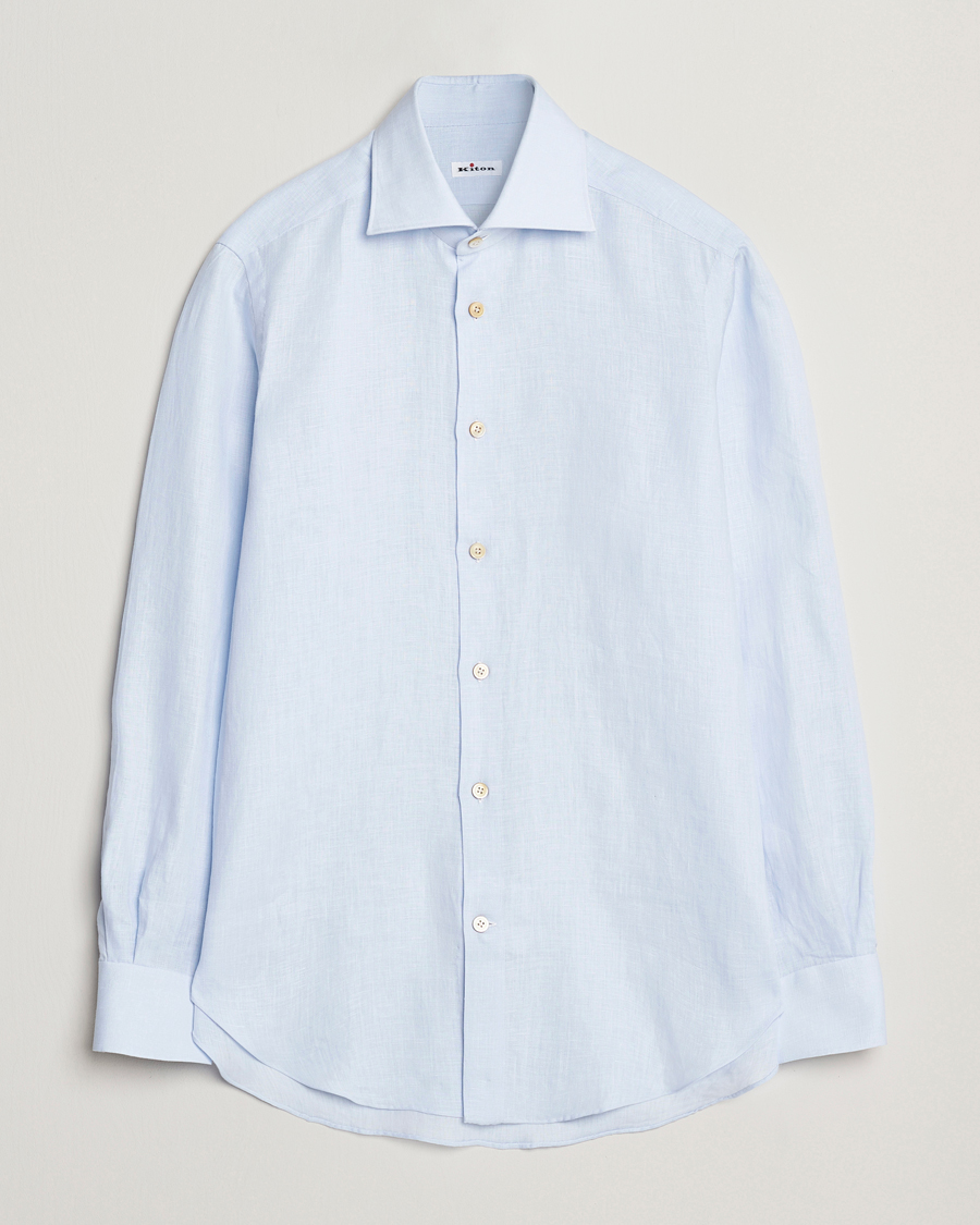 Homme | Chemises | Kiton | Linen Sport Shirt Light Blue