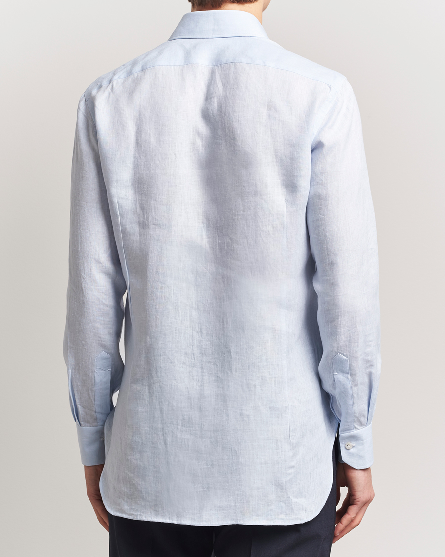 Homme | Chemises | Kiton | Linen Sport Shirt Light Blue