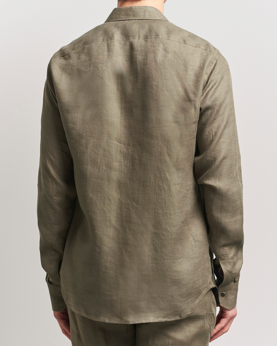 Homme | Chemises | Kiton | Linen Overshirt Olive