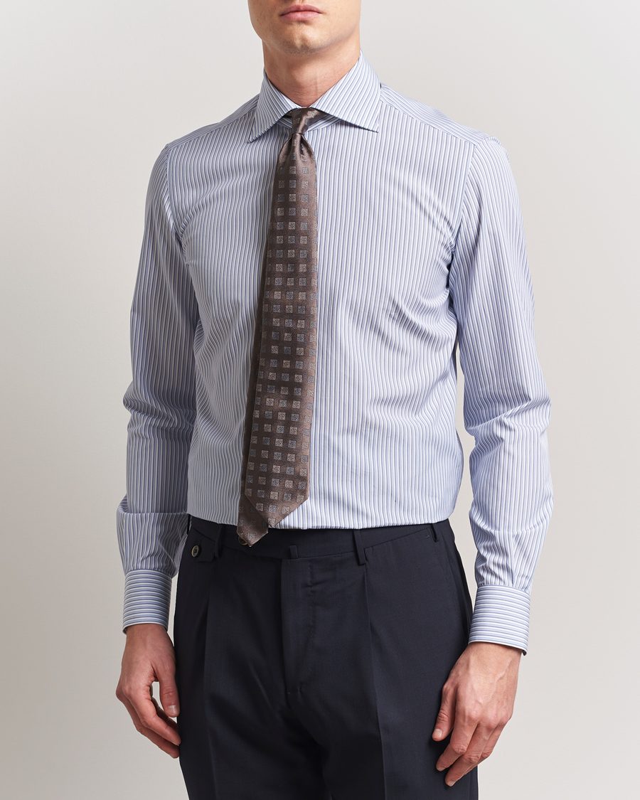 Homme | Chemises | Kiton | Slim Fit Dress Shirt Light Blue Stripe
