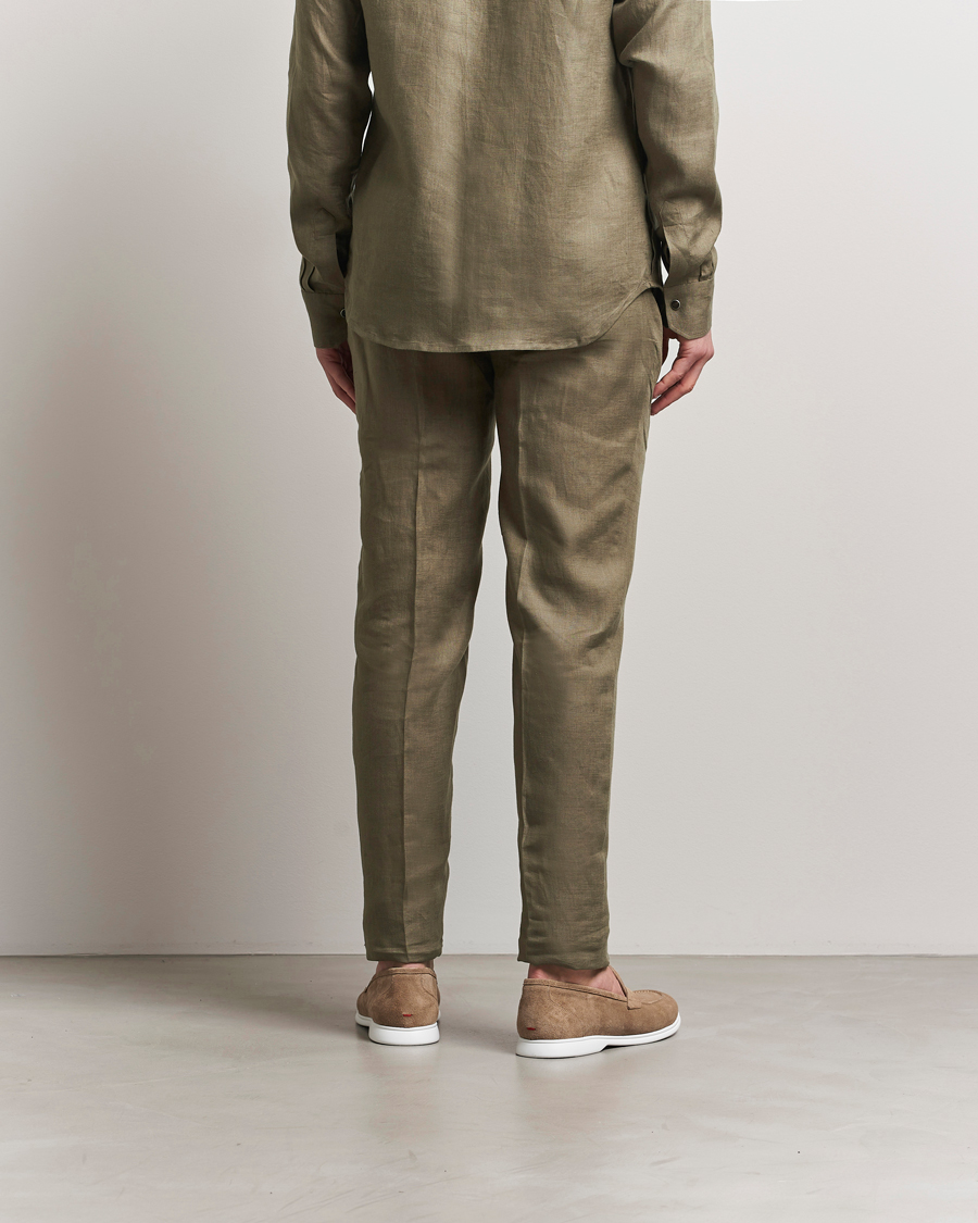 Homme | Pantalons | Kiton | Linen Drawstring Pants Olive