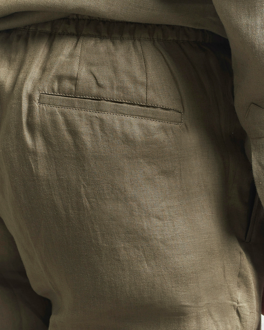 Homme | Pantalons | Kiton | Linen Drawstring Pants Olive