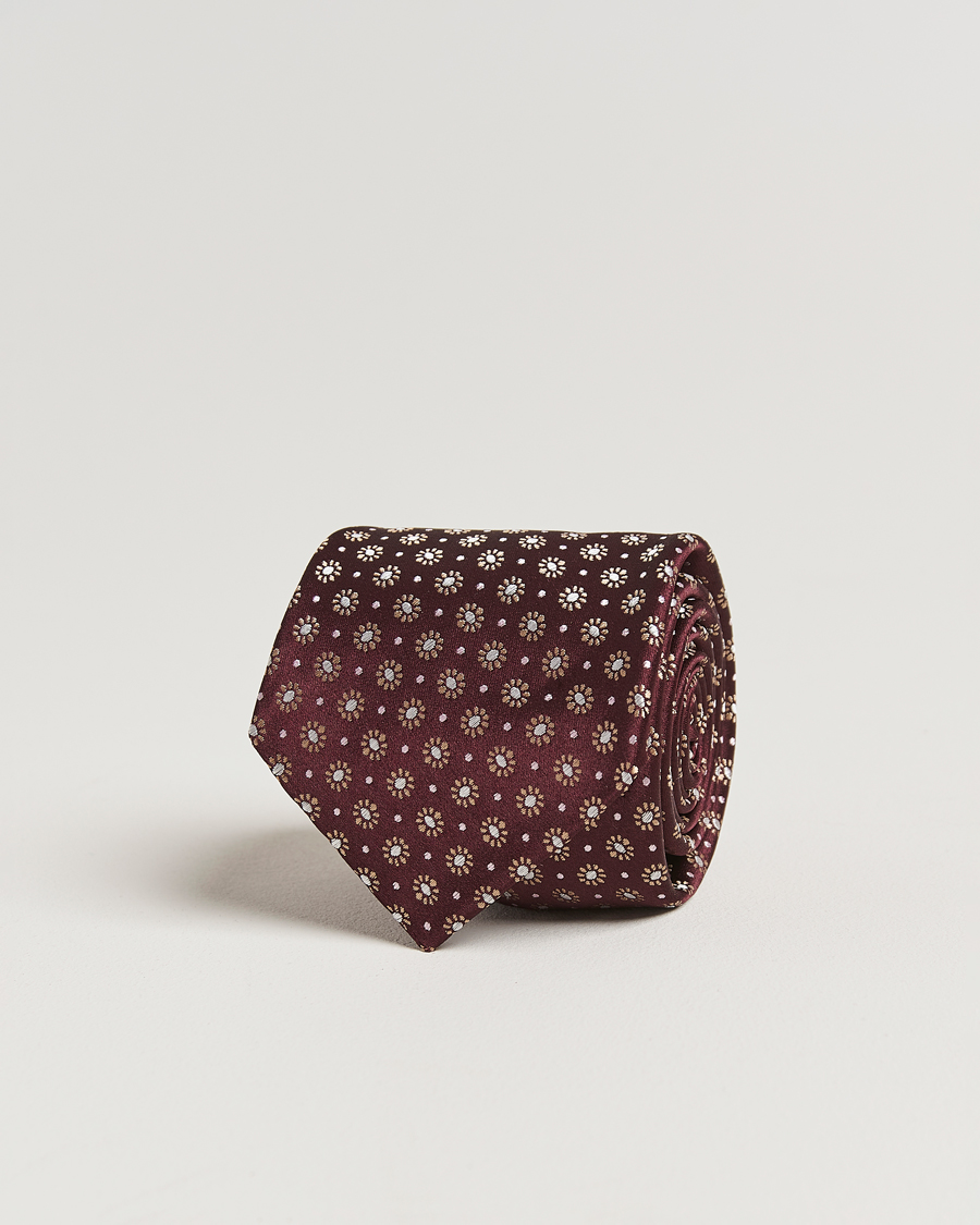 Homme | Kiton Flower Jacquard Silk Tie Brown | Kiton | Flower Jacquard Silk Tie Brown