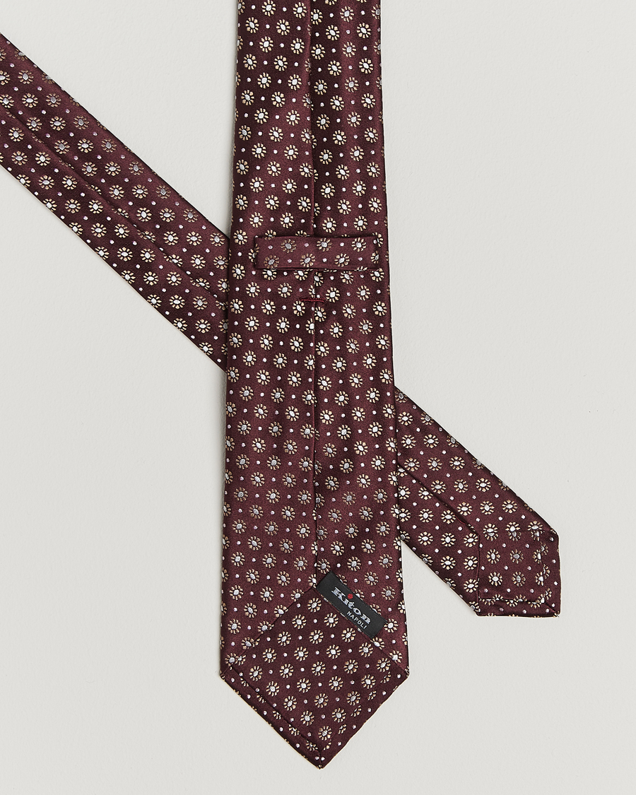 Homme | Kiton Flower Jacquard Silk Tie Brown | Kiton | Flower Jacquard Silk Tie Brown