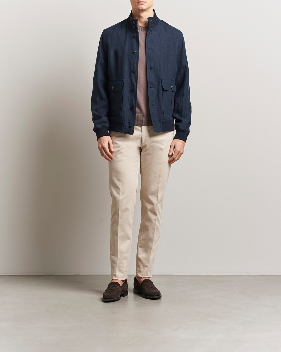 Homme | Manteaux Et Vestes | Valstar | Valstarino Linen Jacket Navy