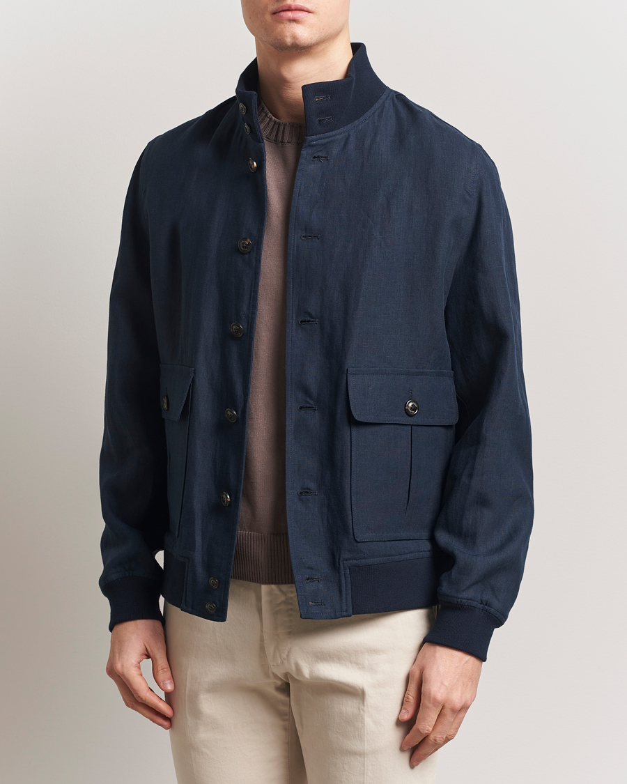 Homme | Manteaux Et Vestes | Valstar | Valstarino Linen Jacket Navy