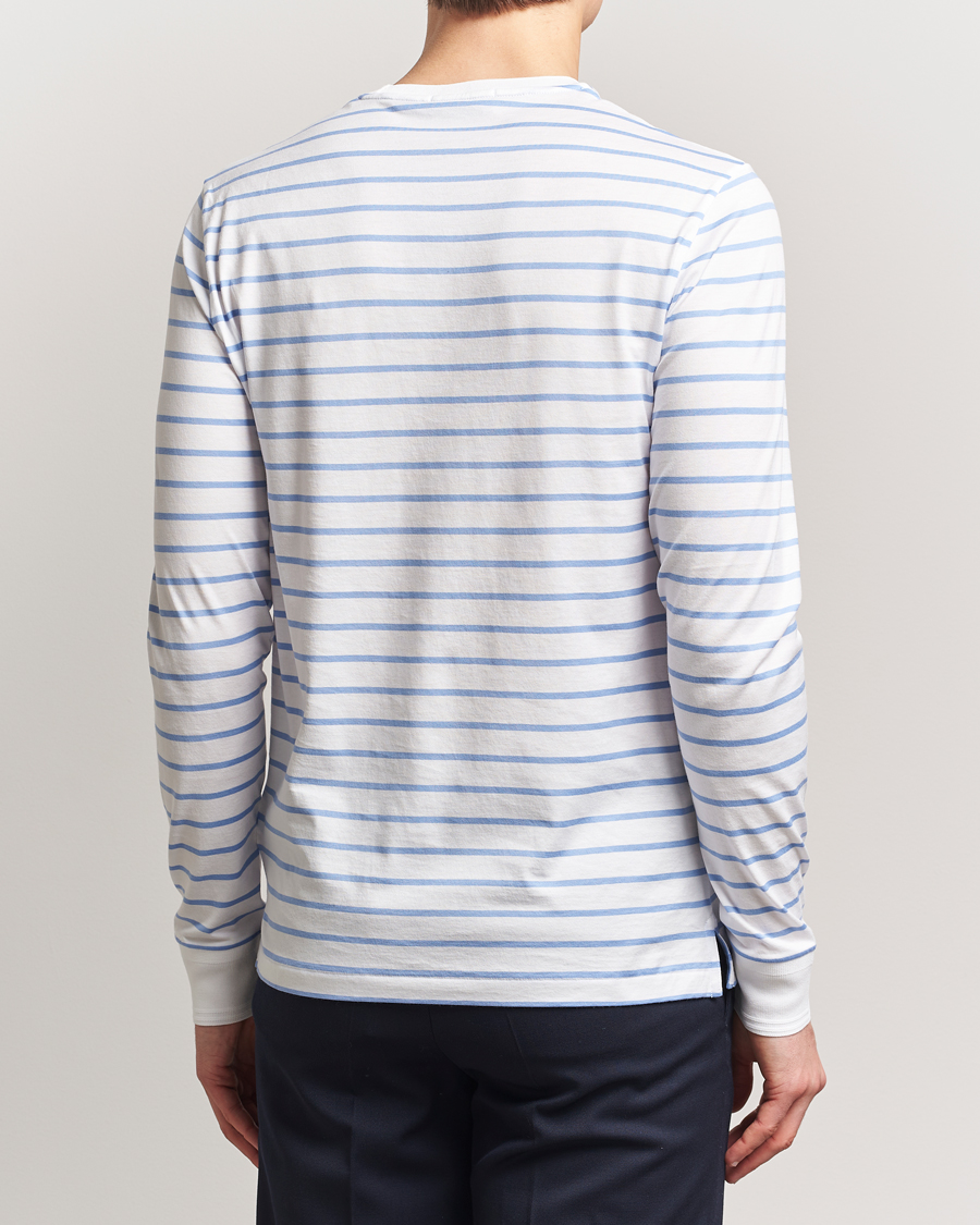 Homme | T-shirts | Ralph Lauren Purple Label | Long Sleeve Striped T-Shirt White/Cornflower