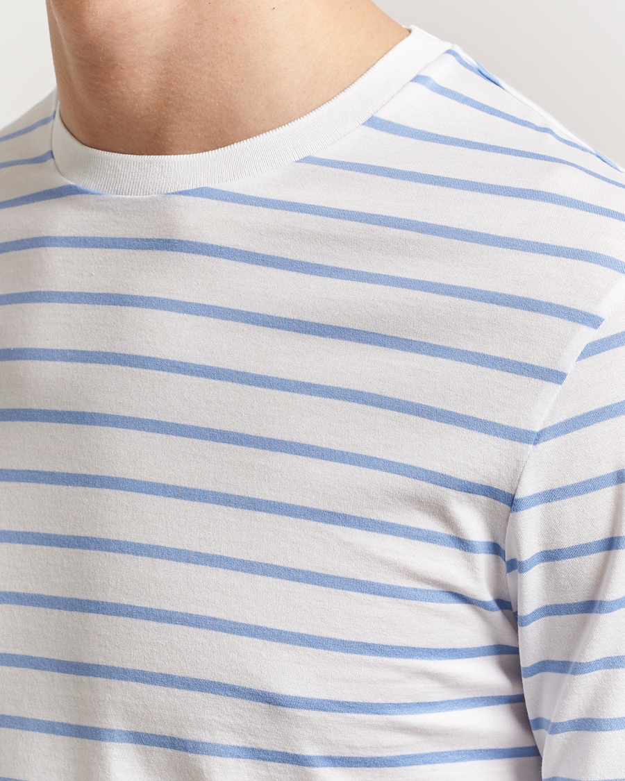 Homme | T-shirts | Ralph Lauren Purple Label | Long Sleeve Striped T-Shirt White/Cornflower