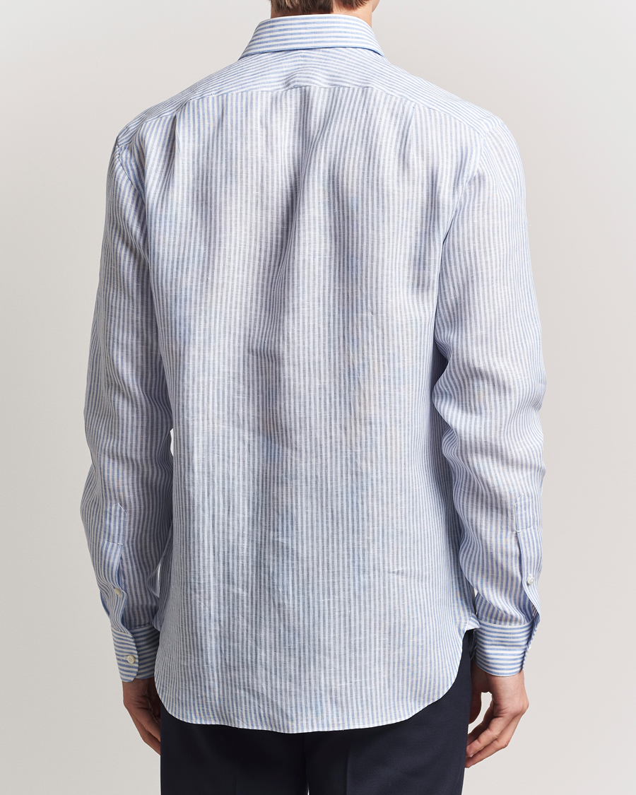 Homme | Chemises | Ralph Lauren Purple Label | Striped Linen Shirt Light Blue