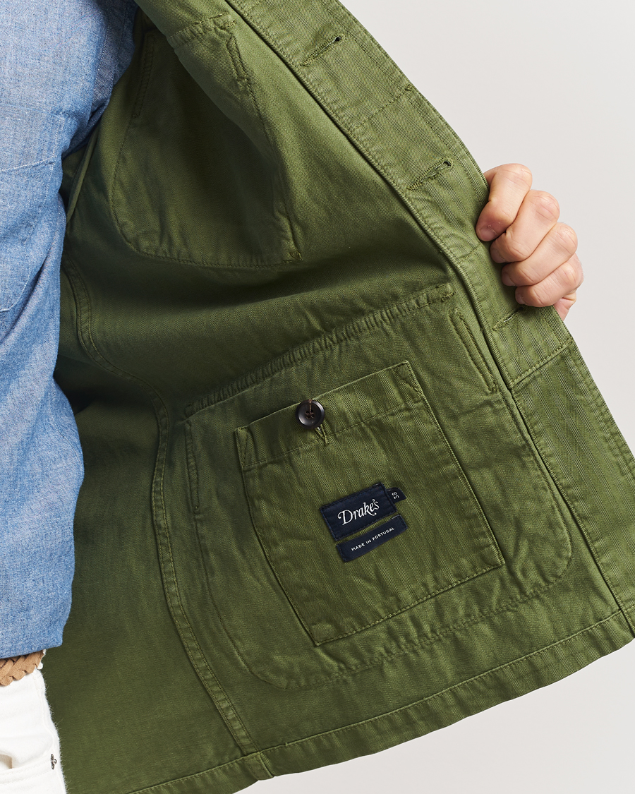 Homme | Manteaux Et Vestes | Drake's | Herringbone Jungle Jacket Olive