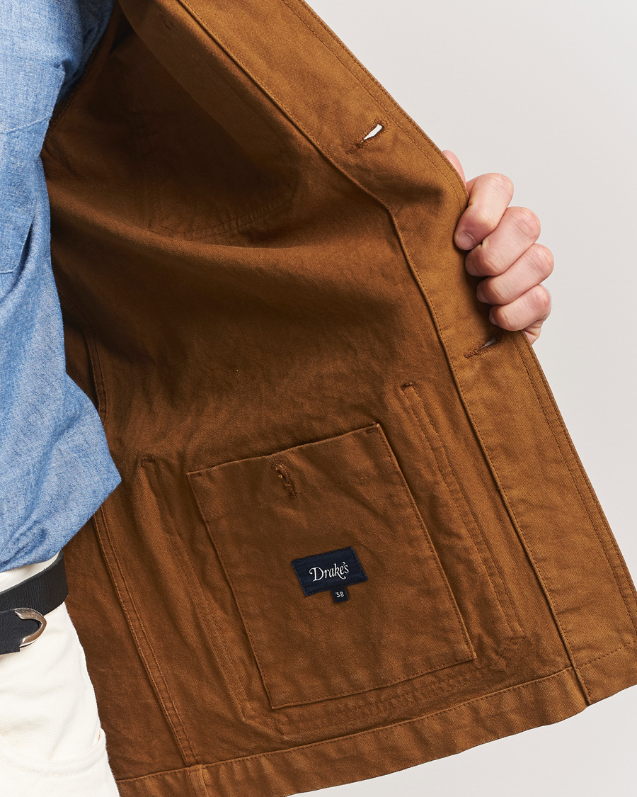 Homme | Manteaux Et Vestes | Drake's | Duck Cotton Canvas Shore Jacket Tobacco