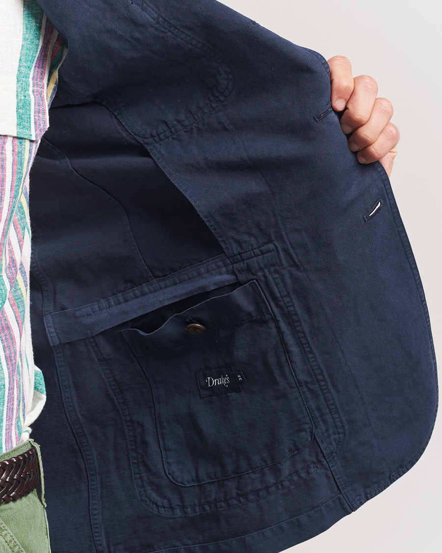 Homme | Blazers | Drake's | MKI Cotton/linen Games Blazer Navy
