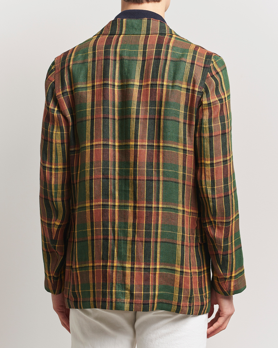 Homme | Blazers | Drake's | MKI Linen Madras Games Blazer Brown/Green