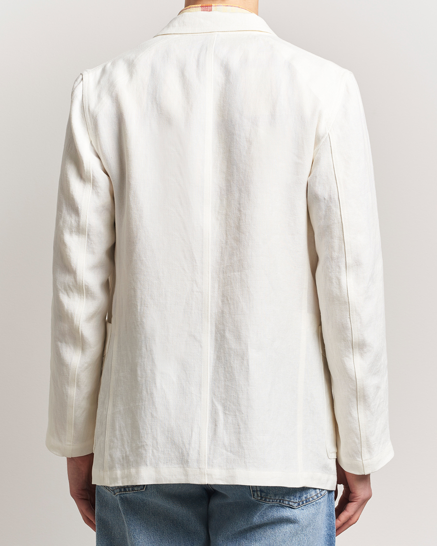 Homme | Blazers | Drake's | MKIII Linen Games Double Breasted Blazer Ecru