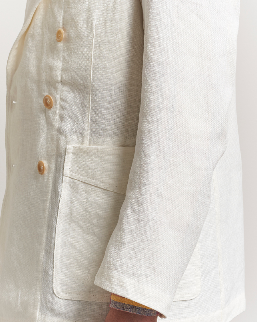 Homme | Blazers | Drake's | MKIII Linen Games Double Breasted Blazer Ecru