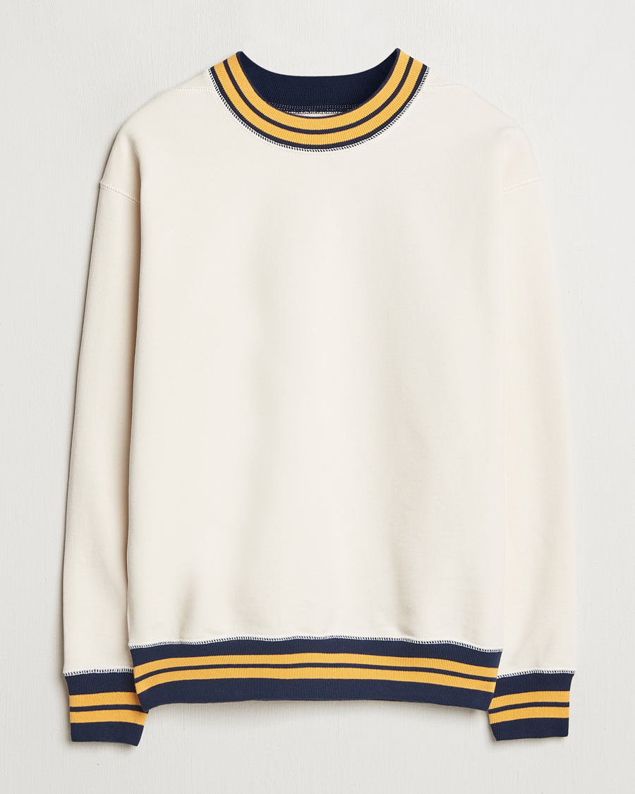 Homme | Pulls Et Tricots | Drake's | Striped Rib Long Sleeve Sweatshirt Ecru/Navy