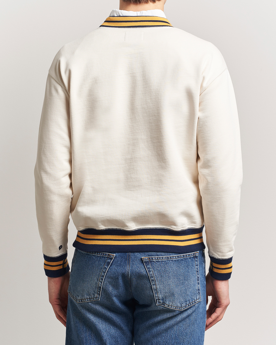 Homme | Pulls Et Tricots | Drake's | Striped Rib Long Sleeve Sweatshirt Ecru/Navy