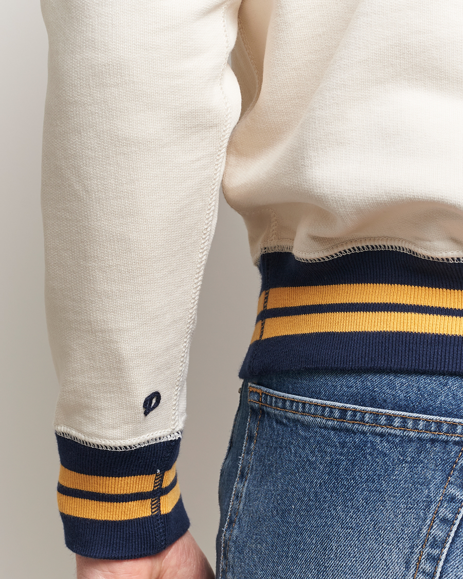Homme | Pulls Et Tricots | Drake's | Striped Rib Long Sleeve Sweatshirt Ecru/Navy