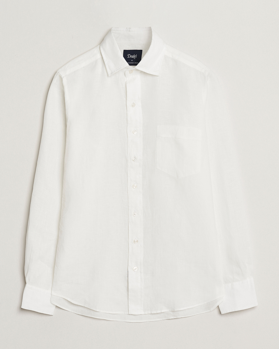 Homme | Chemises | Drake's | Linen Summer Shirt Ecru