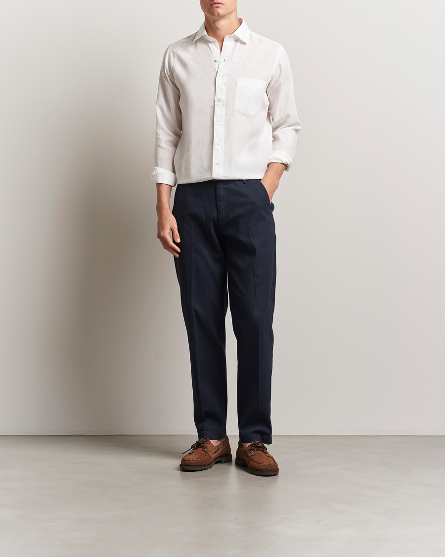 Homme | Chemises | Drake's | Linen Summer Shirt Ecru