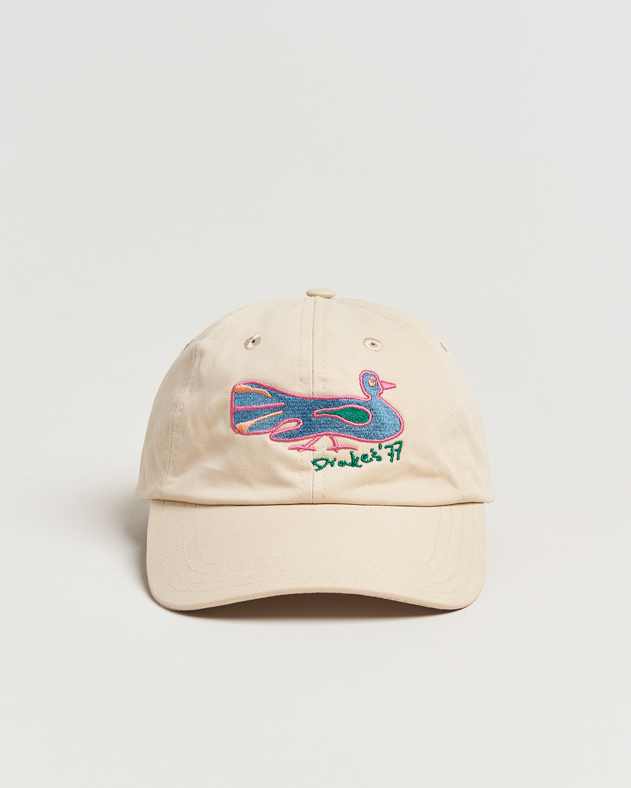 Homme | Drake's Peacock Embroidered Cap Ecru | Drake's | Peacock Embroidered Cap Ecru
