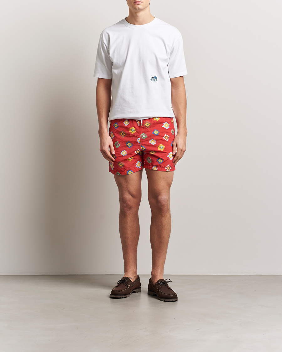 Homme | Maillots De Bain | Drake's | Kelim Drawstring Swimshorts Red