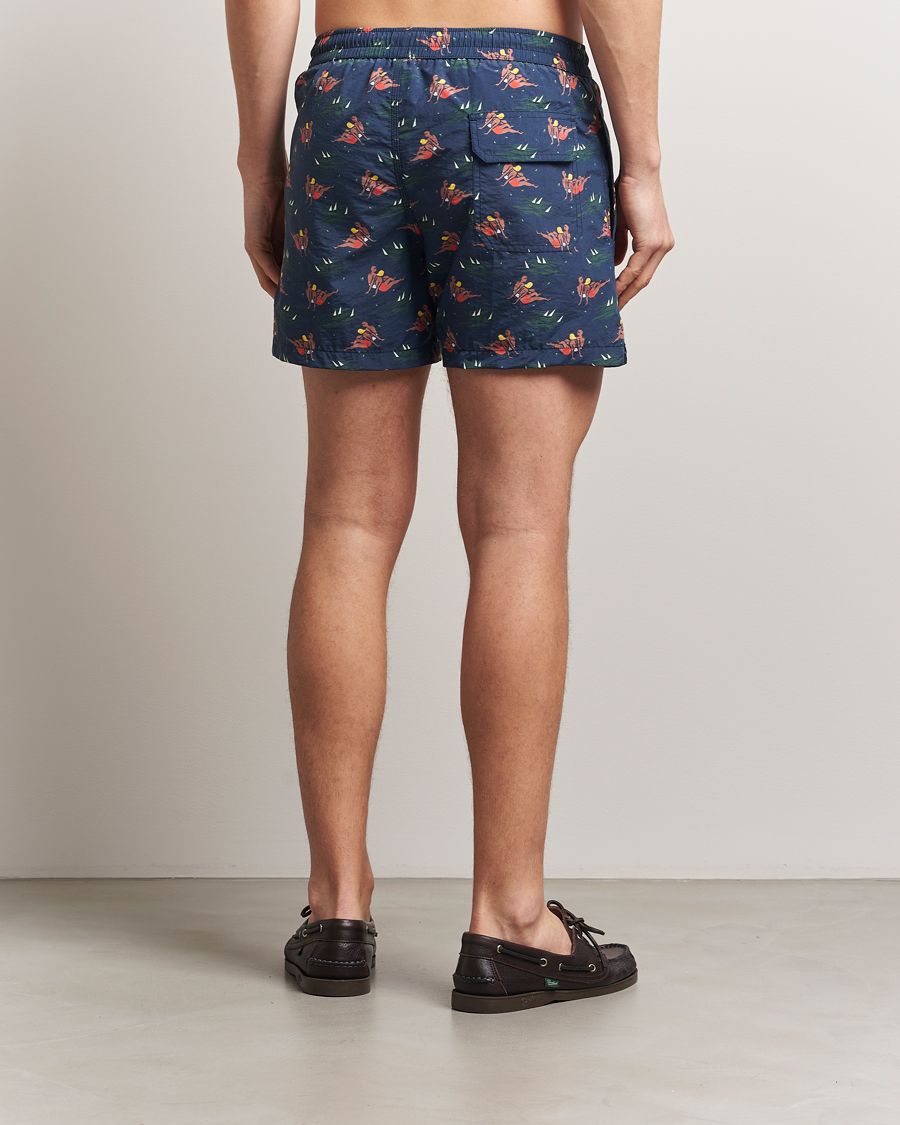 Homme | Maillots De Bain | Drake's | Bathers Print Drawstring Swimshorts Navy