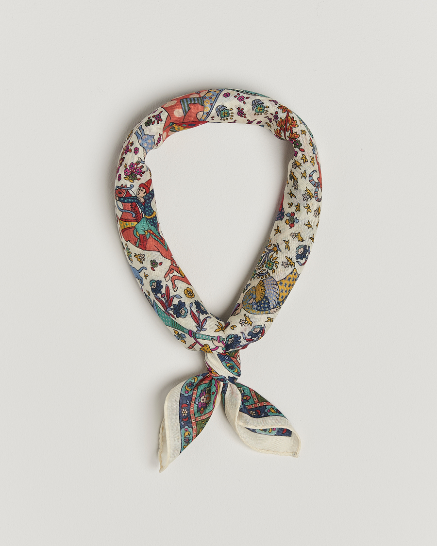 Homme | Drake's Floral Moghul Bandana Ecru/Navy/Magenta | Drake's | Floral Moghul Bandana Ecru/Navy/Magenta