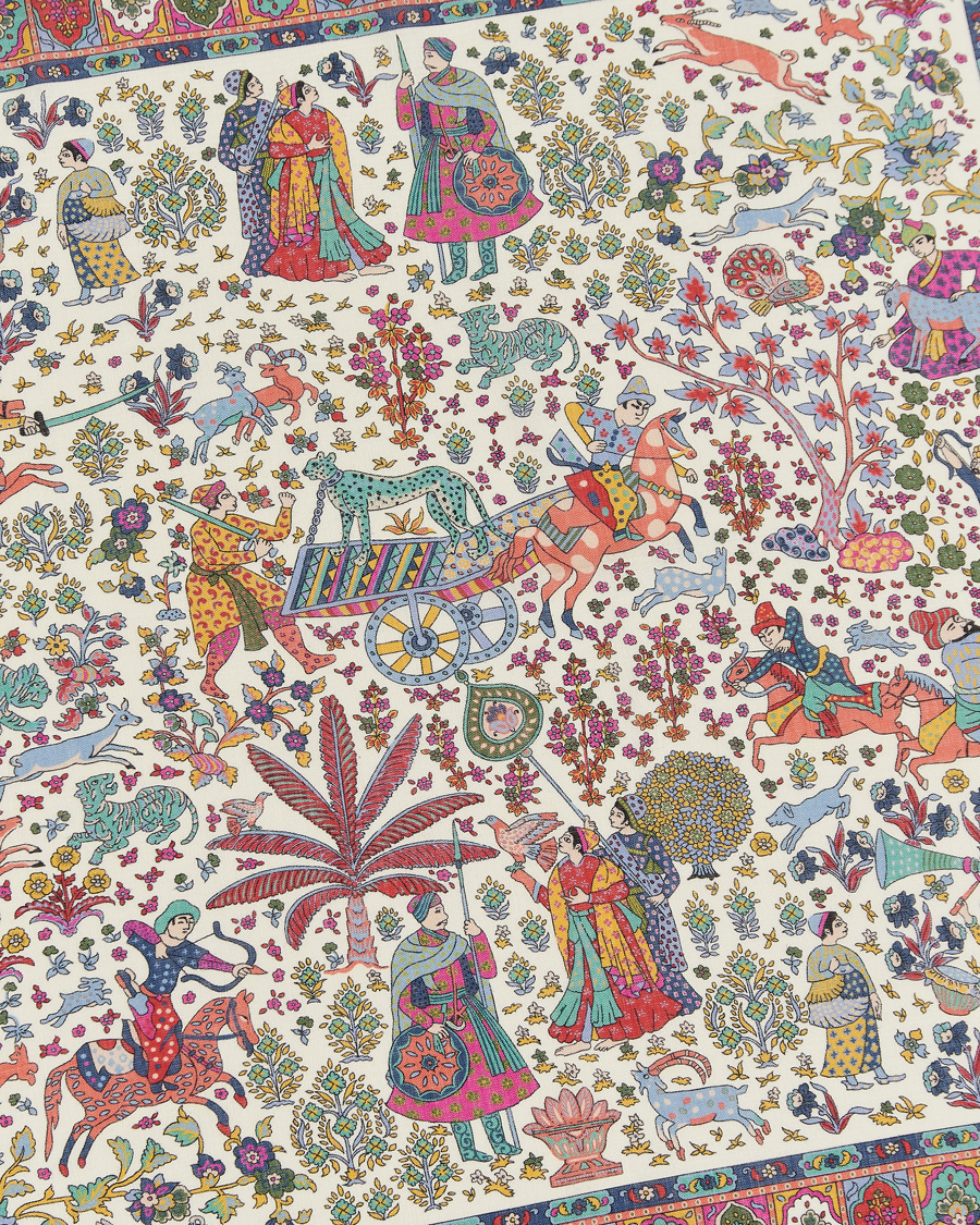 Homme | Drake's Floral Moghul Bandana Ecru/Navy/Magenta | Drake's | Floral Moghul Bandana Ecru/Navy/Magenta