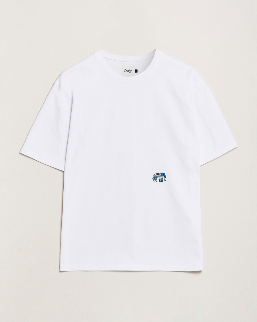 Homme | T-shirts | Drake's | Elephant Graphic Print Hiking T-Shirt Ecru