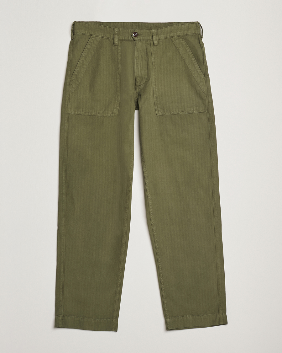 Homme | Pantalons | Drake's | Fatigue Cotton Trousers Olive