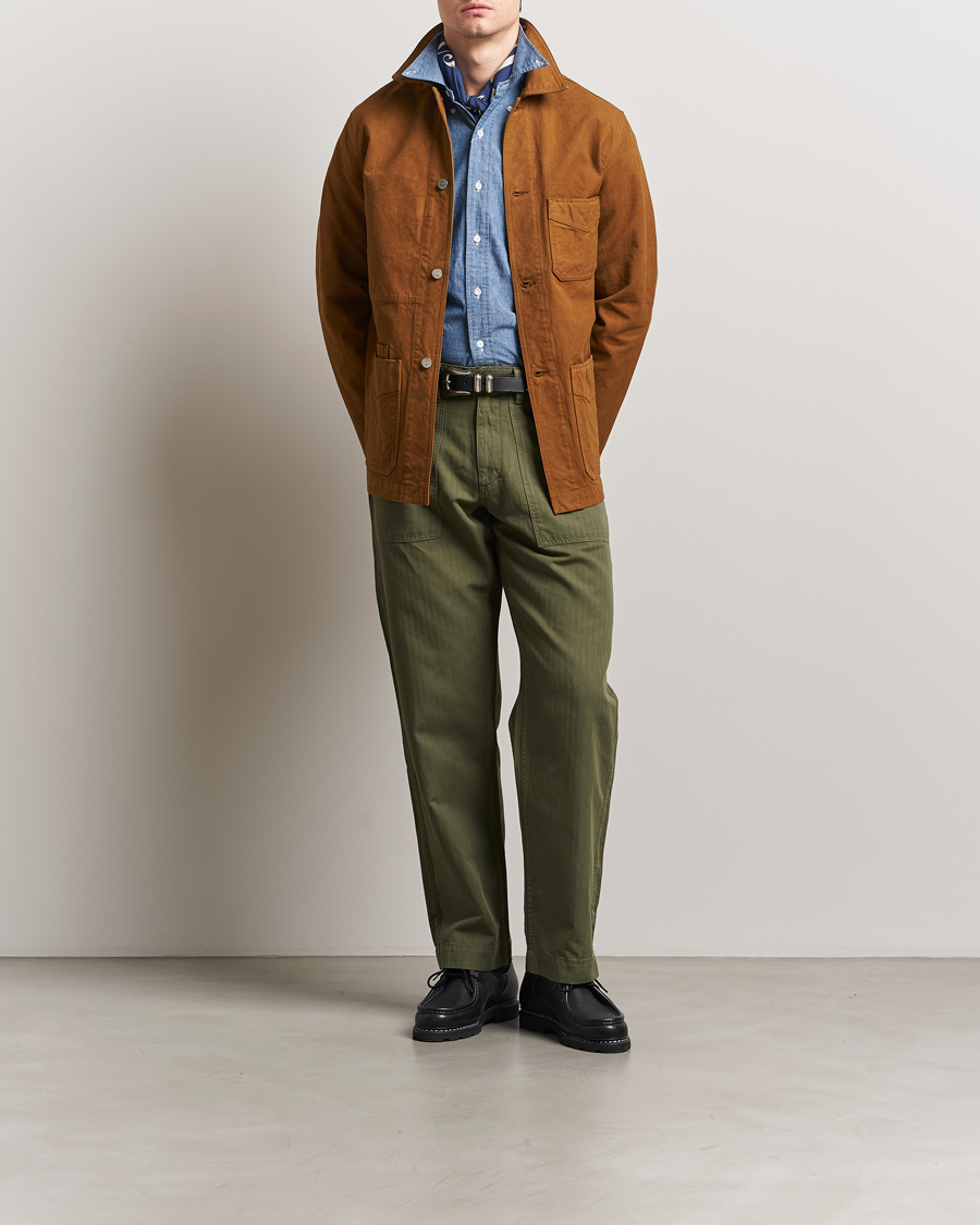 Homme | Pantalons | Drake's | Fatigue Cotton Trousers Olive
