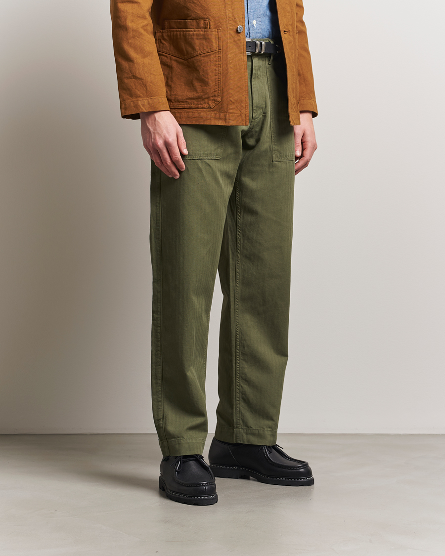 Homme | Pantalons | Drake's | Fatigue Cotton Trousers Olive