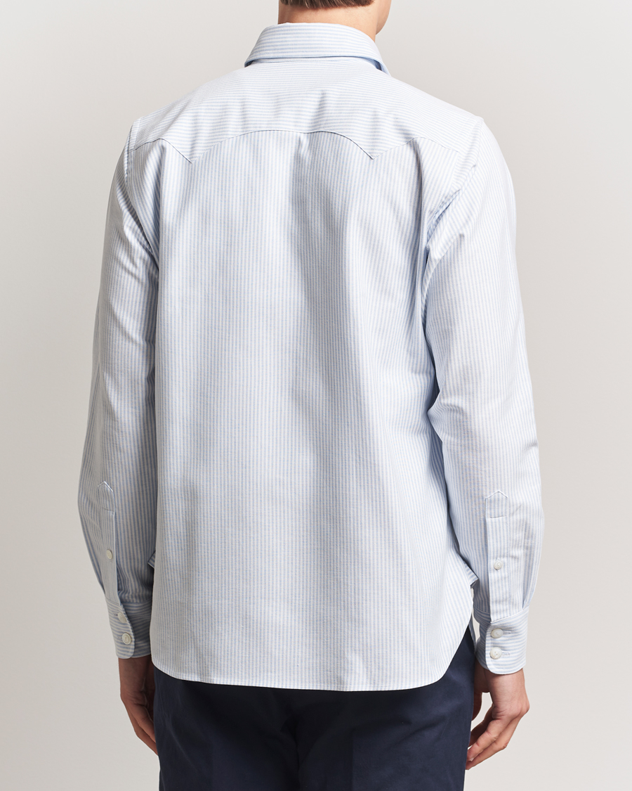 Homme | Chemises | Drake's | Oxford Stripe Western Fun Shirt Light Blue