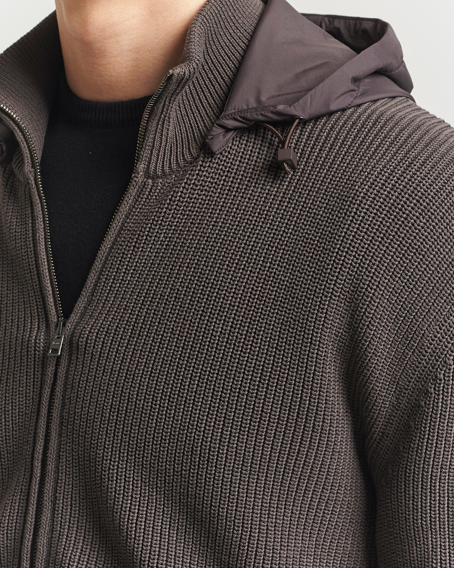 Homme | Manteaux Et Vestes | Herno | Cotton Knit Hybrid Jacket Brown