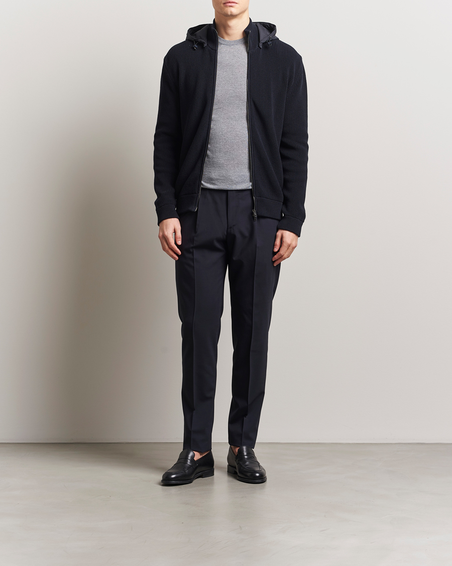 Homme | Manteaux Et Vestes | Herno | Cotton Knit Hybrid Jacket Navy