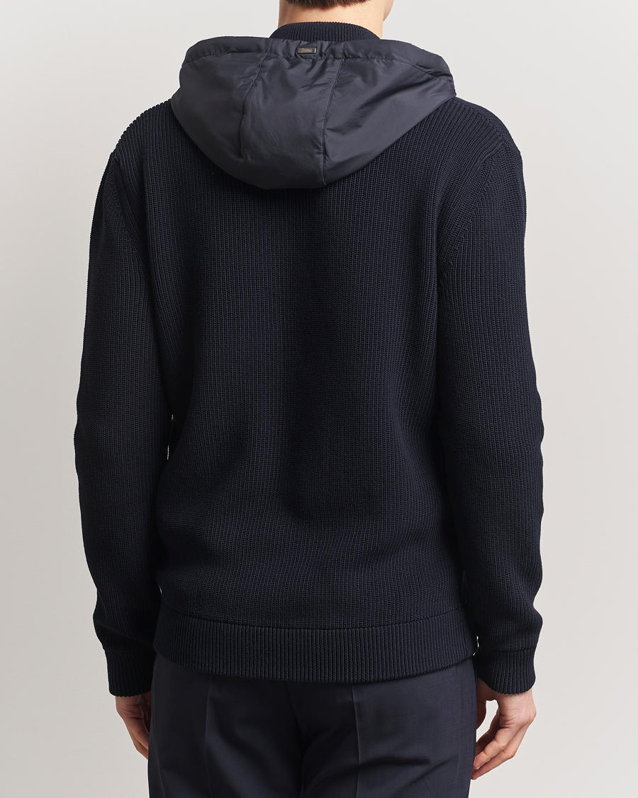 Homme | Manteaux Et Vestes | Herno | Cotton Knit Hybrid Jacket Navy