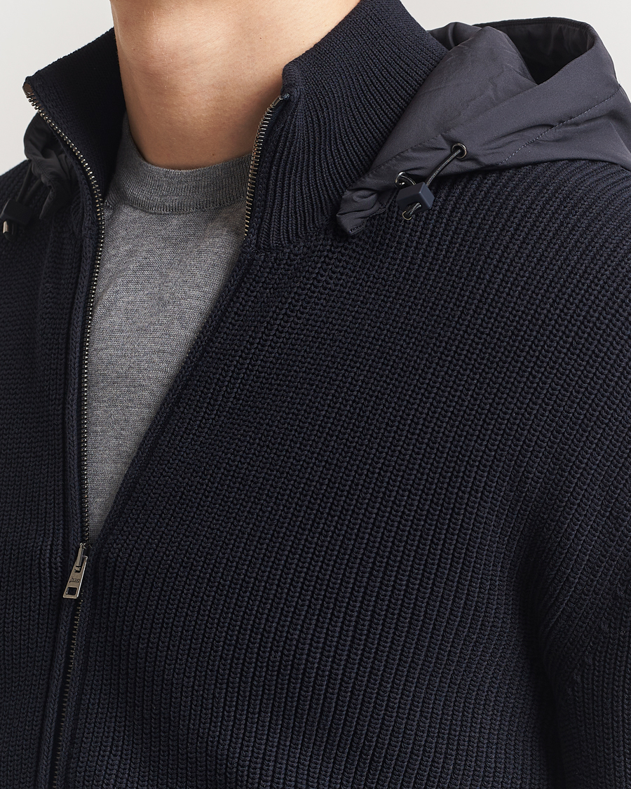 Homme | Manteaux Et Vestes | Herno | Cotton Knit Hybrid Jacket Navy