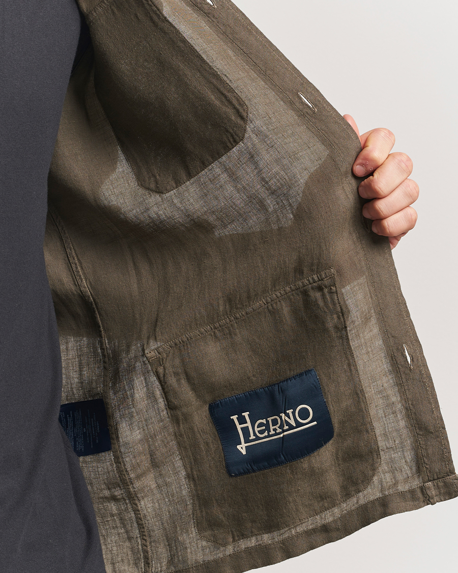Homme | Manteaux Et Vestes | Herno | Linen Safari Jacket Military