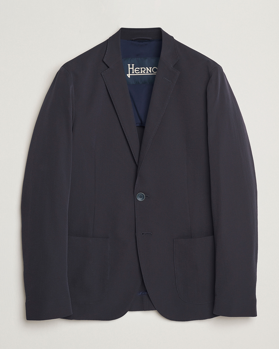 Homme | Blazers | Herno | Seersucker Blazer Navy