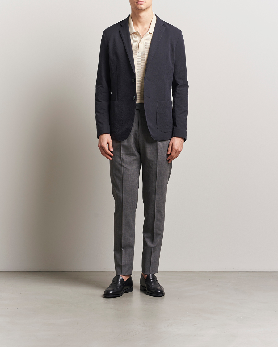 Homme | Blazers | Herno | Seersucker Blazer Navy