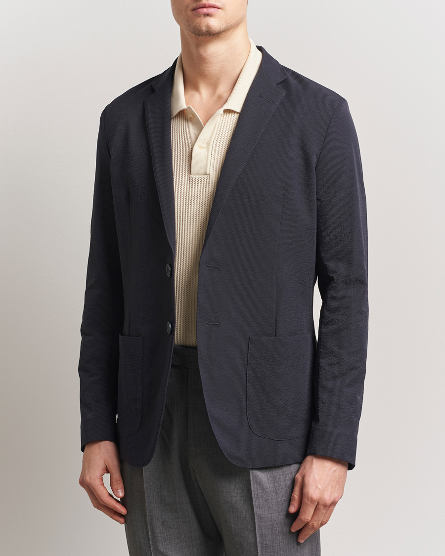 Homme | Blazers | Herno | Seersucker Blazer Navy