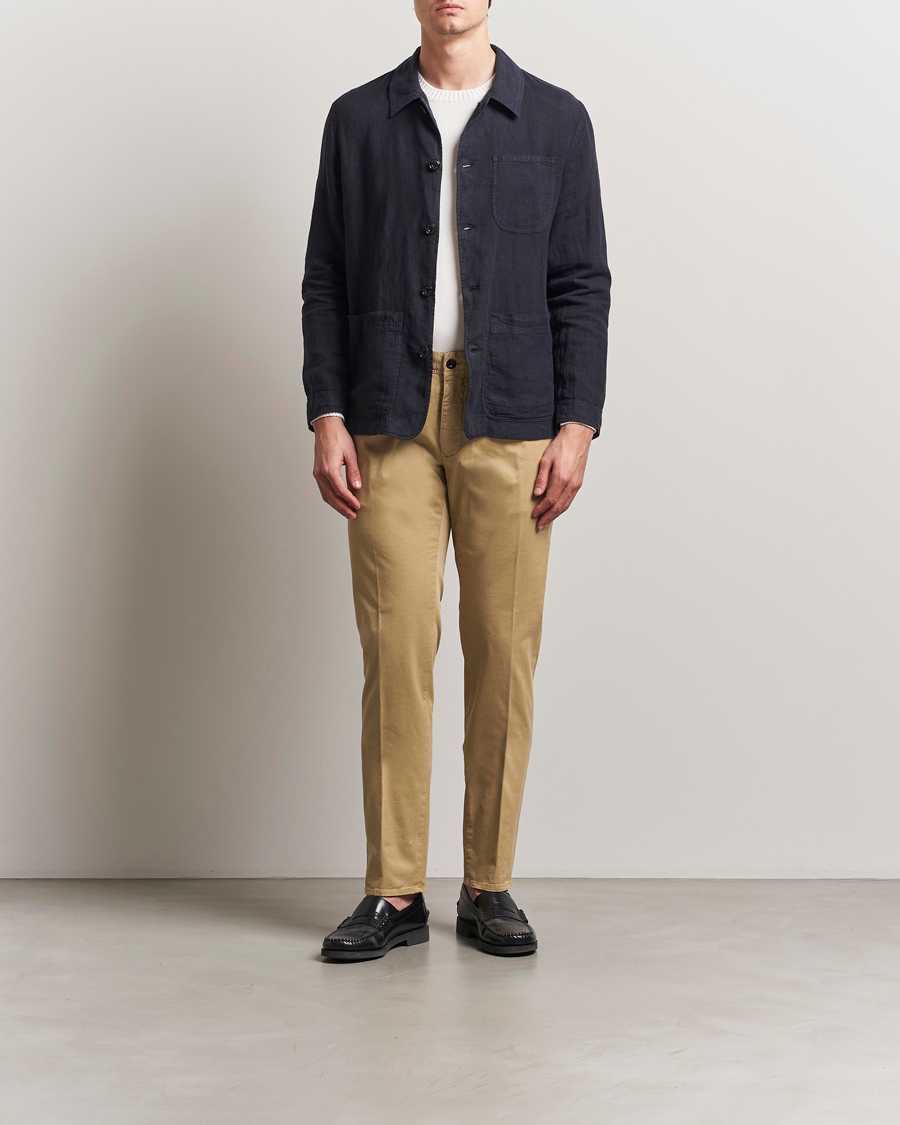 Homme | Pantalons | Incotex | Slim Fit Garment Dyed Slacks Beige