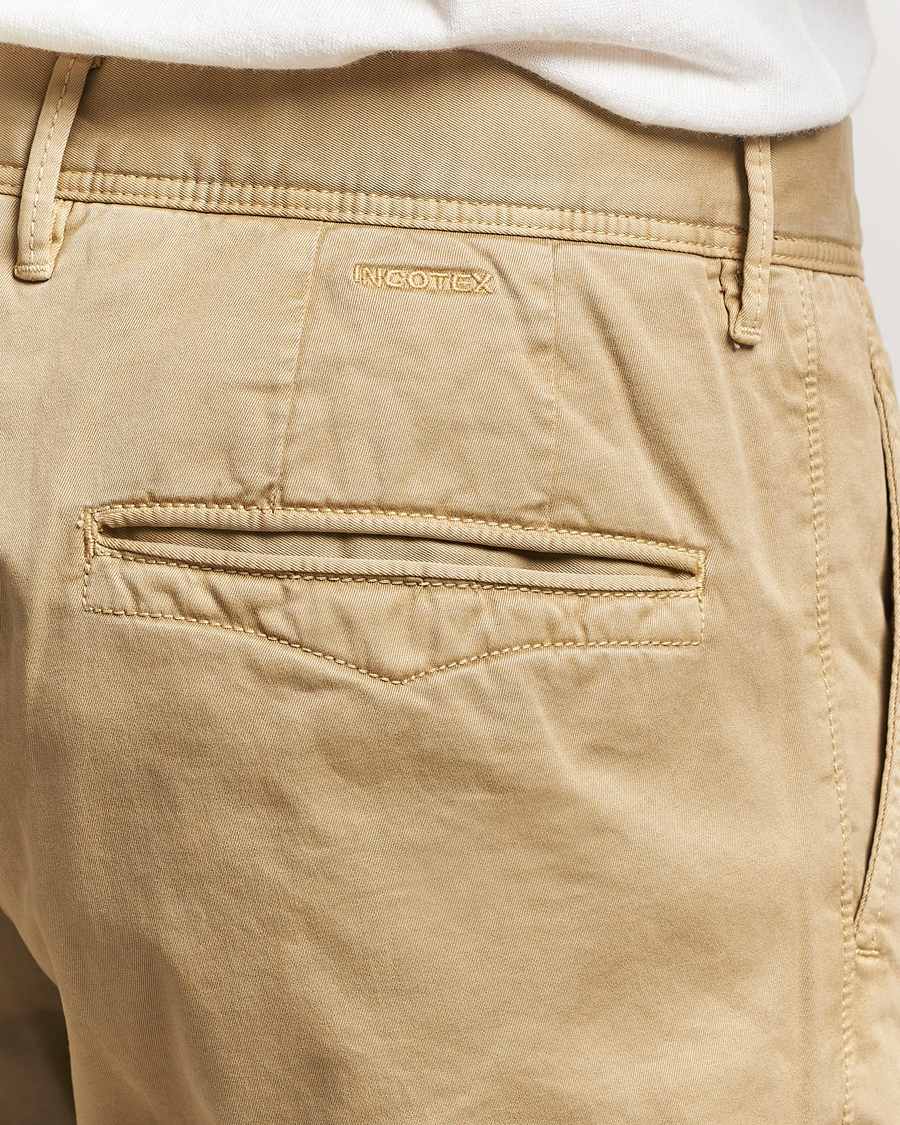 Homme | Pantalons | Incotex | Slim Fit Garment Dyed Slacks Beige